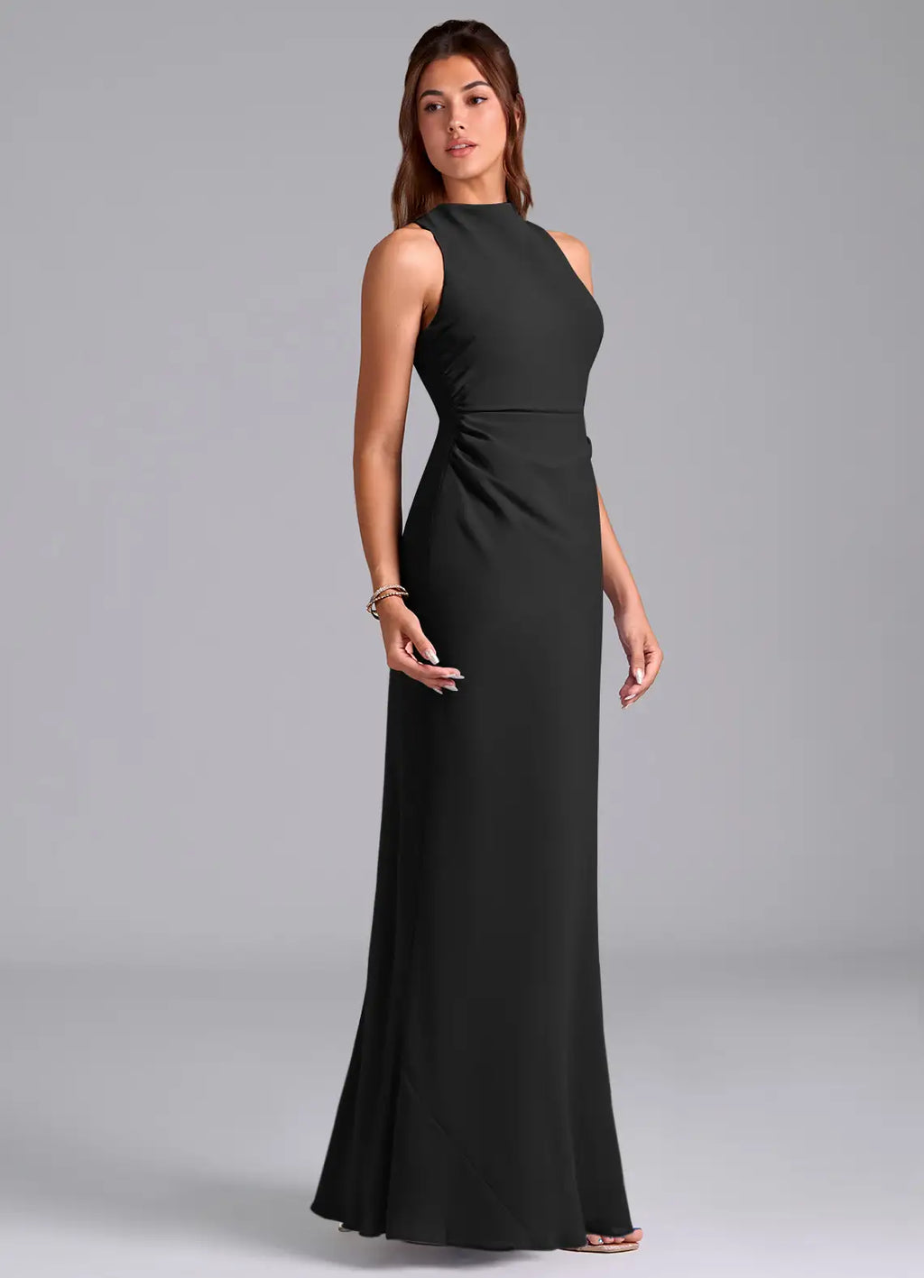 Sheath High Neck Chiffon Sleeveless Floor-Length Wedding Dress - Chloe Dress
