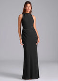 Sheath High Neck Chiffon Sleeveless Floor-Length Wedding Dress - Chloe Dress