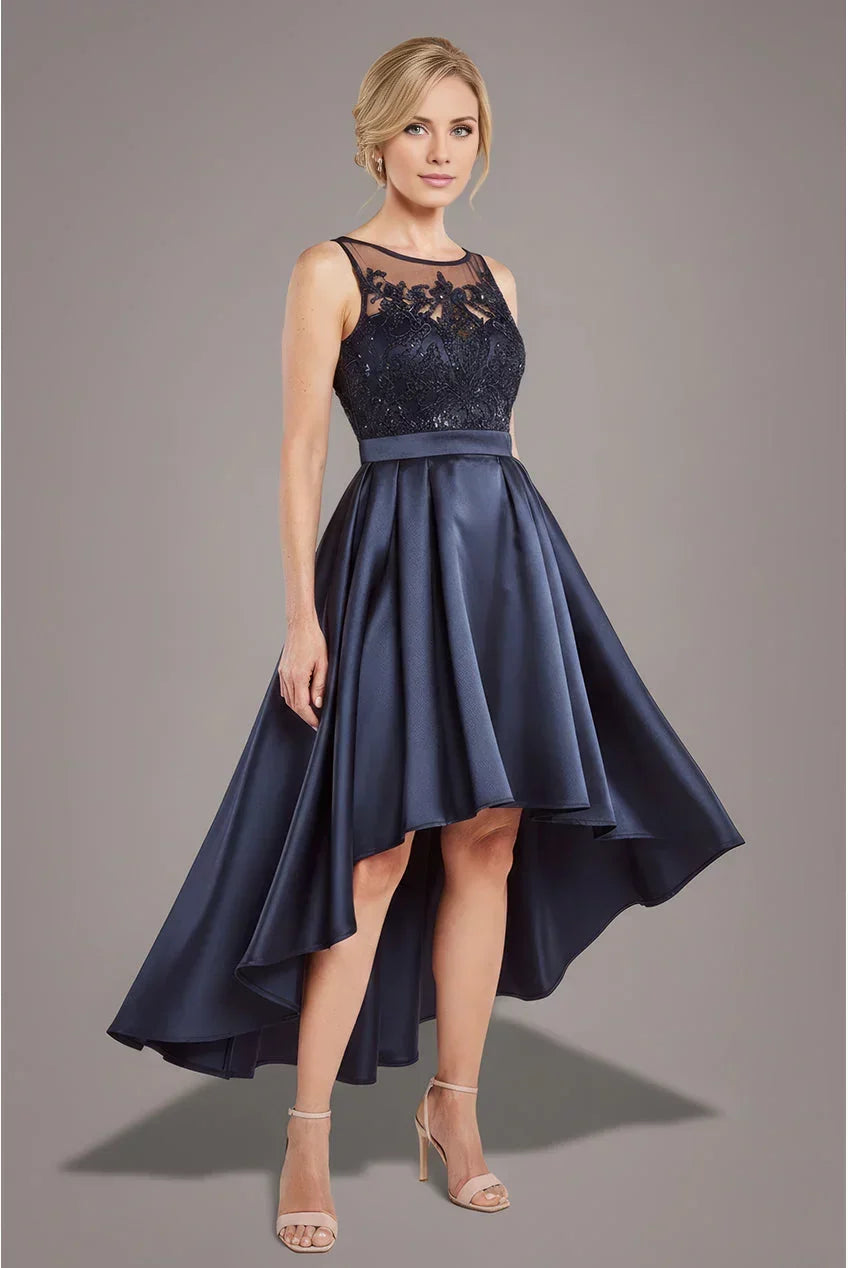 A-Line Illusion Satin Sleeveless Dress - Chloe Dress