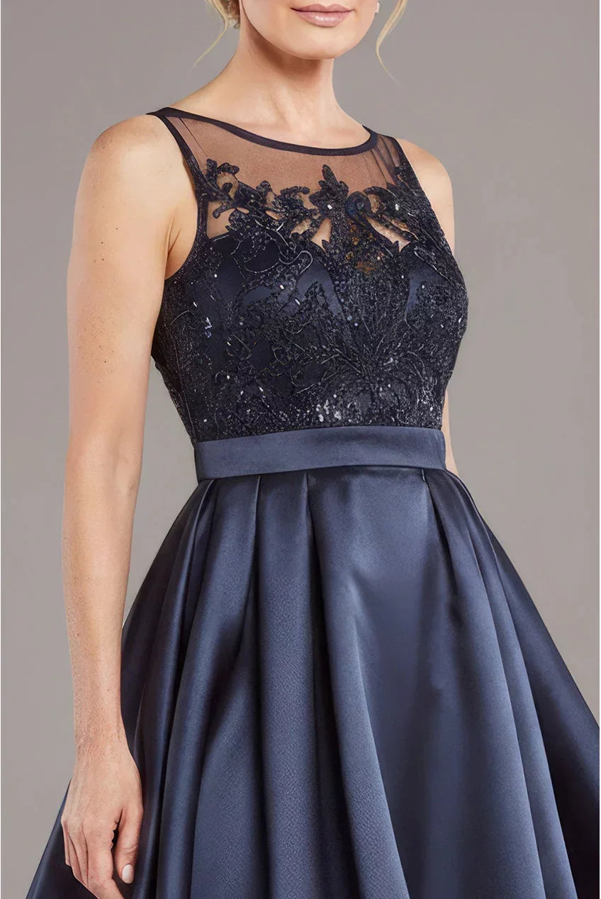 A-Line Illusion Satin Sleeveless Dress - Chloe Dress