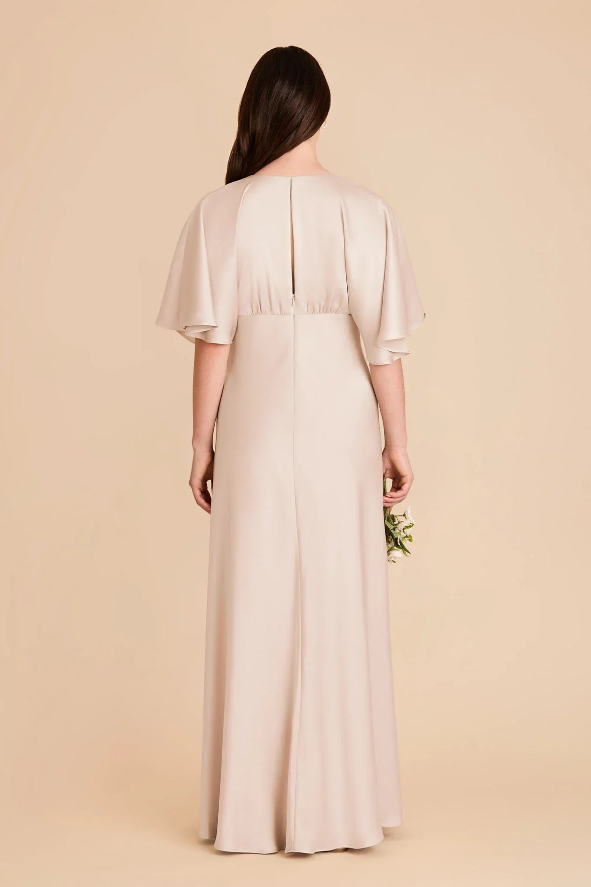 A-Line V-Neck Satin Pleated Floor-Length Wedding Dress - Chloe Dress