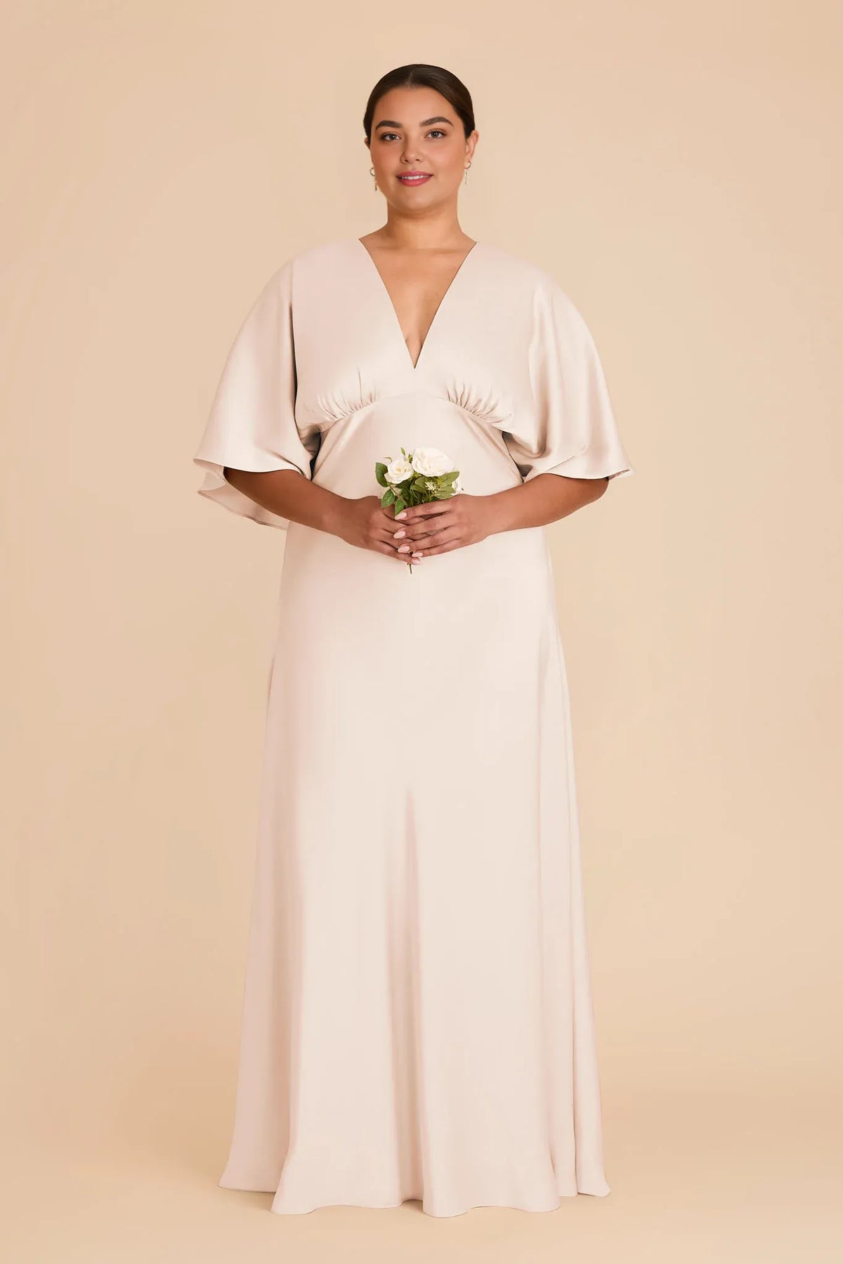 A-Line V-Neck Satin Pleated Floor-Length Wedding Dress - Chloe Dress