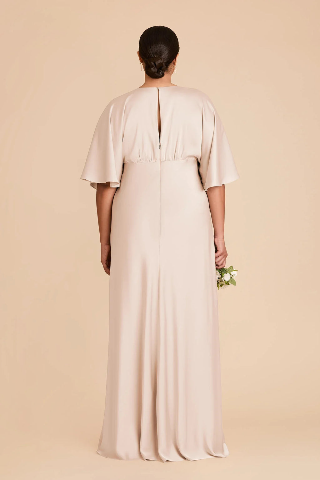 A-Line V-Neck Satin Pleated Floor-Length Wedding Dress - Chloe Dress