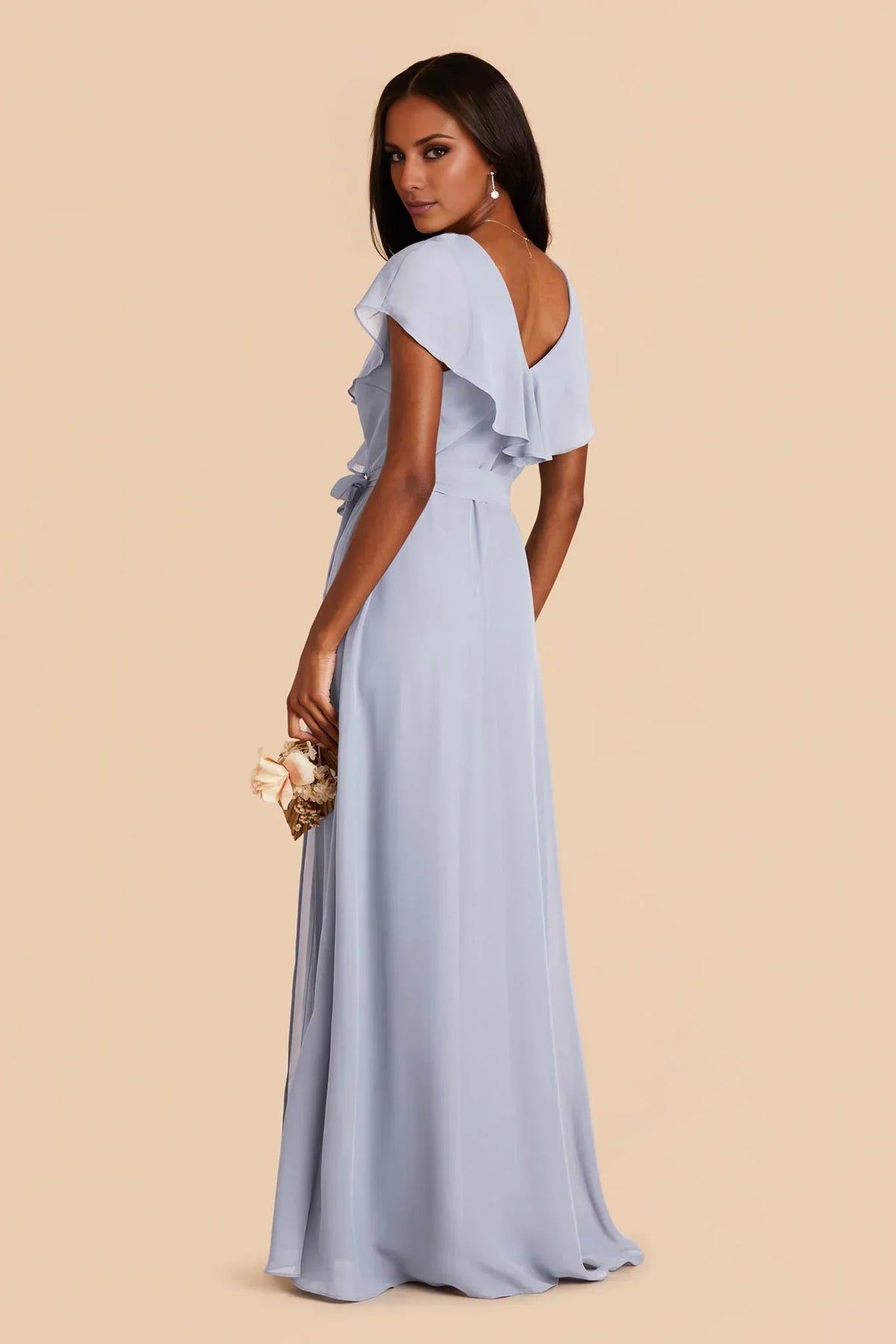 Blue One-Shoulder Satin Floor-Length Wedding Gown - Chloe Dress