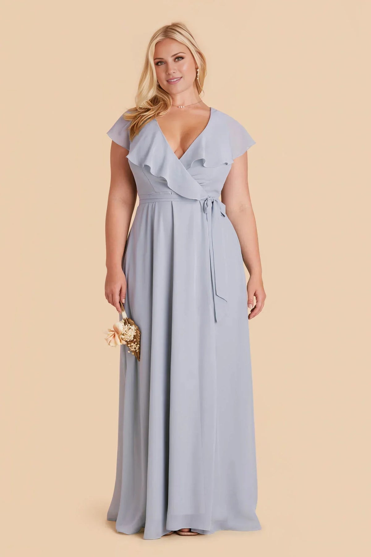 Blue One-Shoulder Satin Floor-Length Wedding Gown - Chloe Dress
