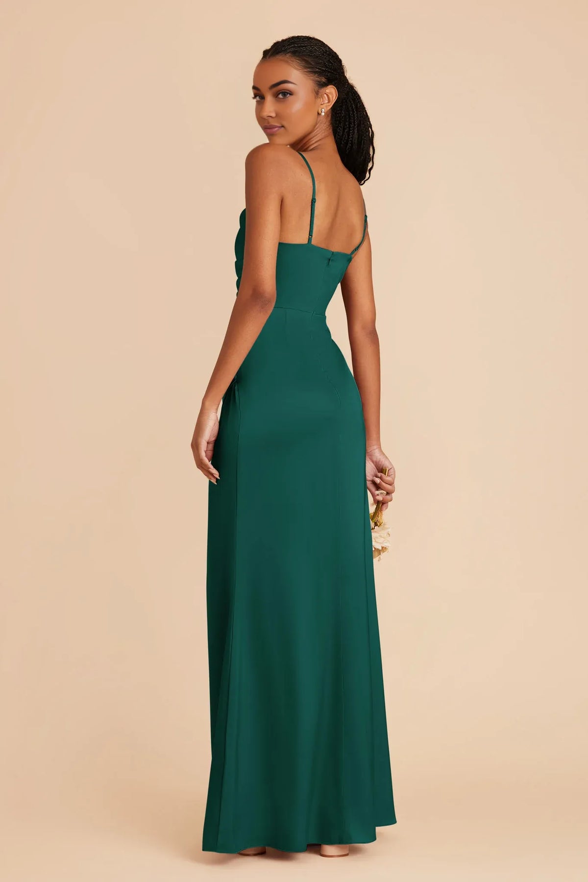 Mermaid Cowl Neck Satin Sleeveless High Slit Floor-Length Wedding Dress - Chloe Dress