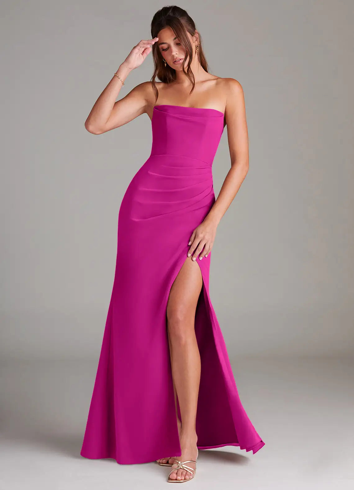 Sheath Strapless Open Back High Slit Wedding Dress - Chloe Dress