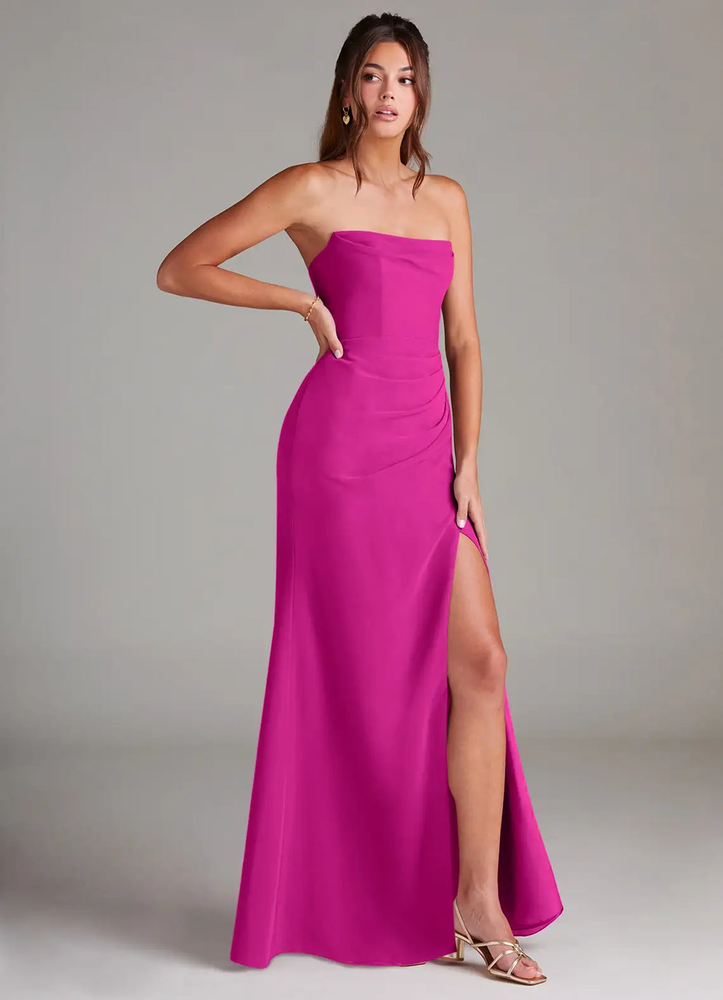 Sheath Strapless Open Back High Slit Wedding Dress - Chloe Dress