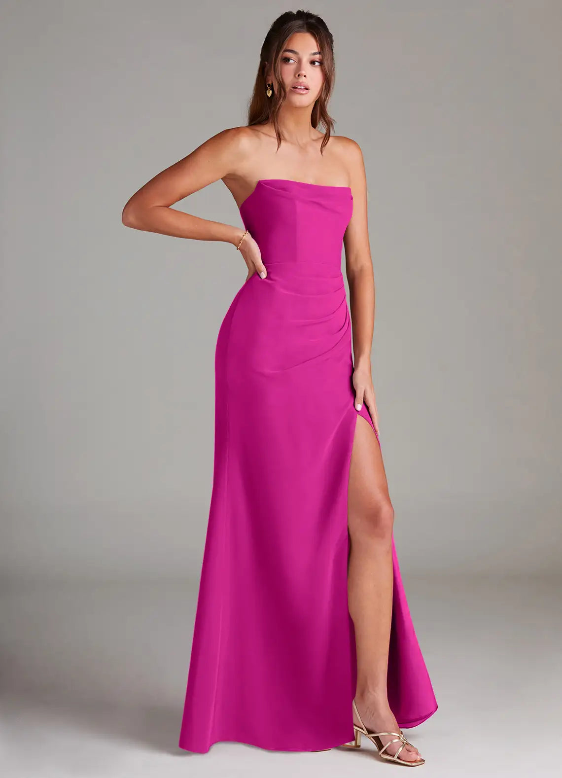 Sheath Strapless Open Back High Slit Wedding Dress - Chloe Dress