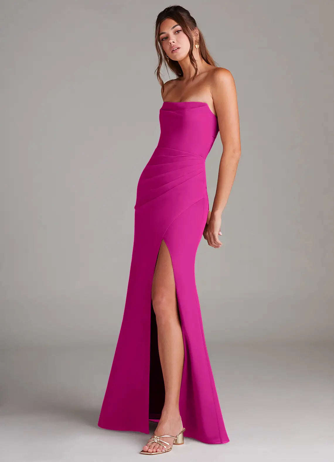 Sheath Strapless Open Back High Slit Wedding Dress - Chloe Dress