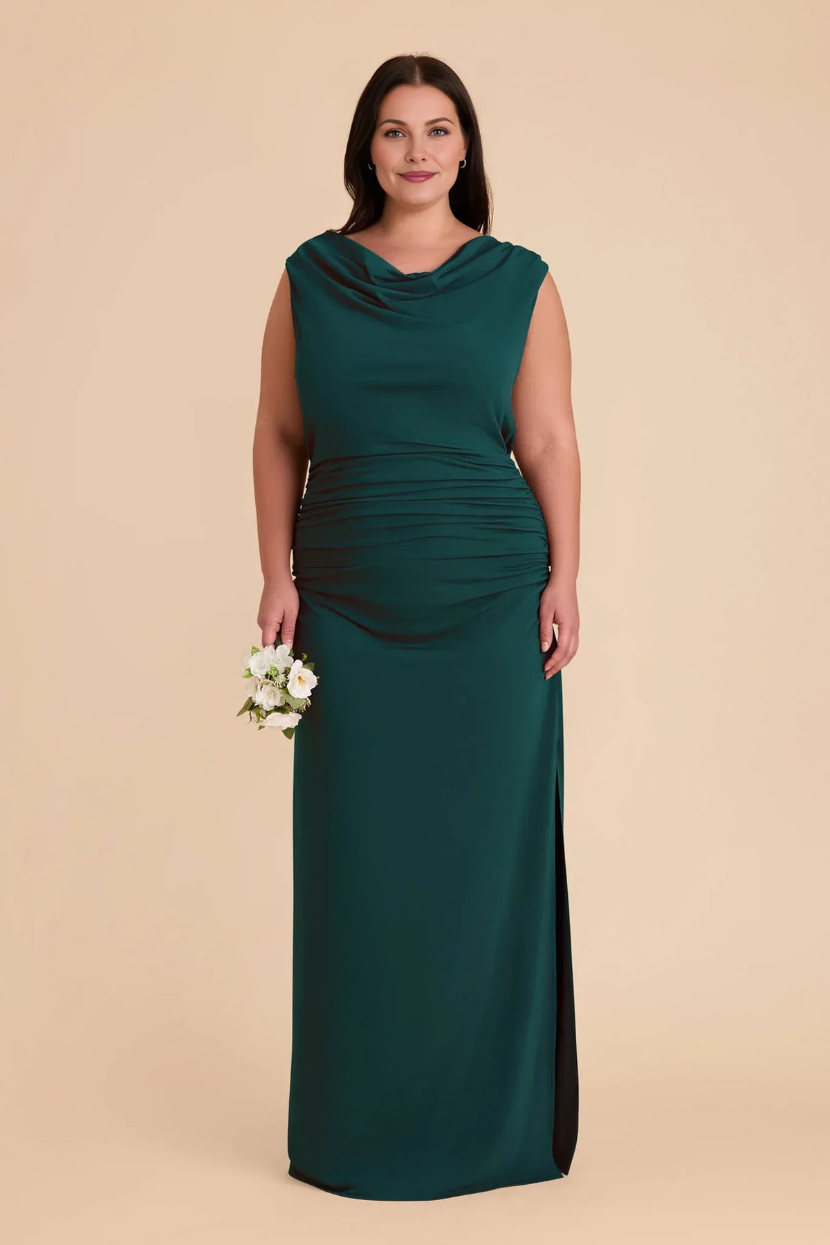 Sheath Cowl Neck Sleeveless Pleated Floor-Length Wedding Dress - Chloe Dress