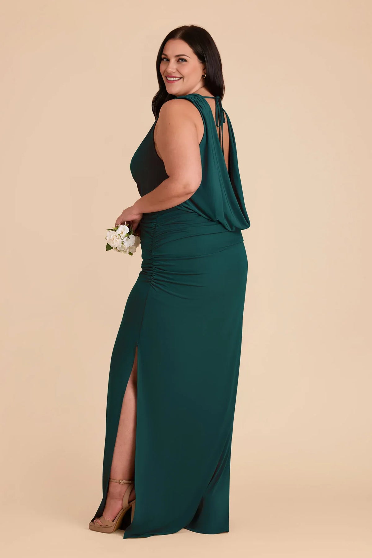 Sheath Cowl Neck Sleeveless Pleated Floor-Length Wedding Dress - Chloe Dress