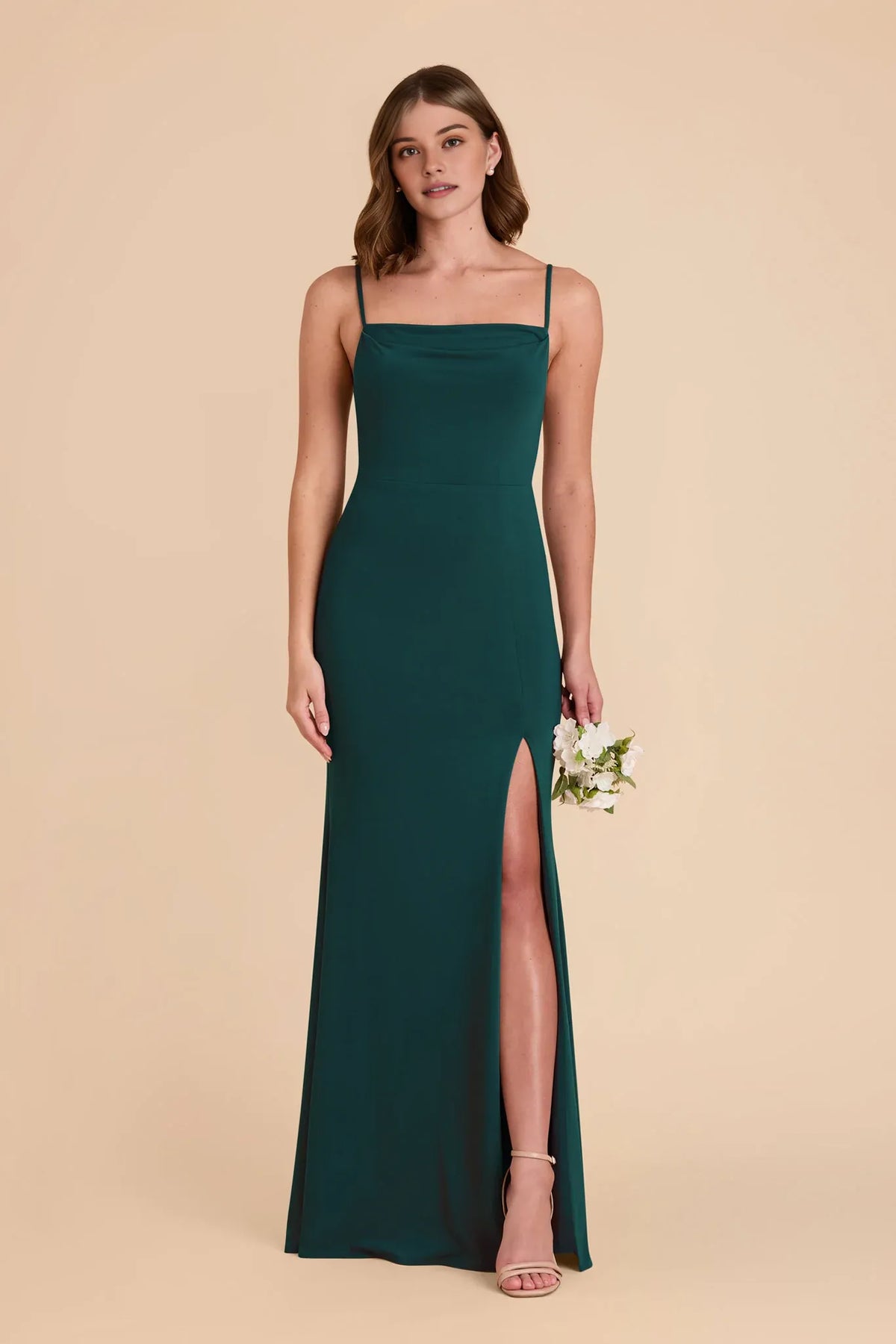 Sheath Spaghetti Strap Sleeveless High Slit Floor-Length Wedding Dress - Chloe Dress