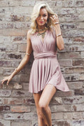 Halter Jersey Wrap Mini Homecoming Dress - Chloe Dress
