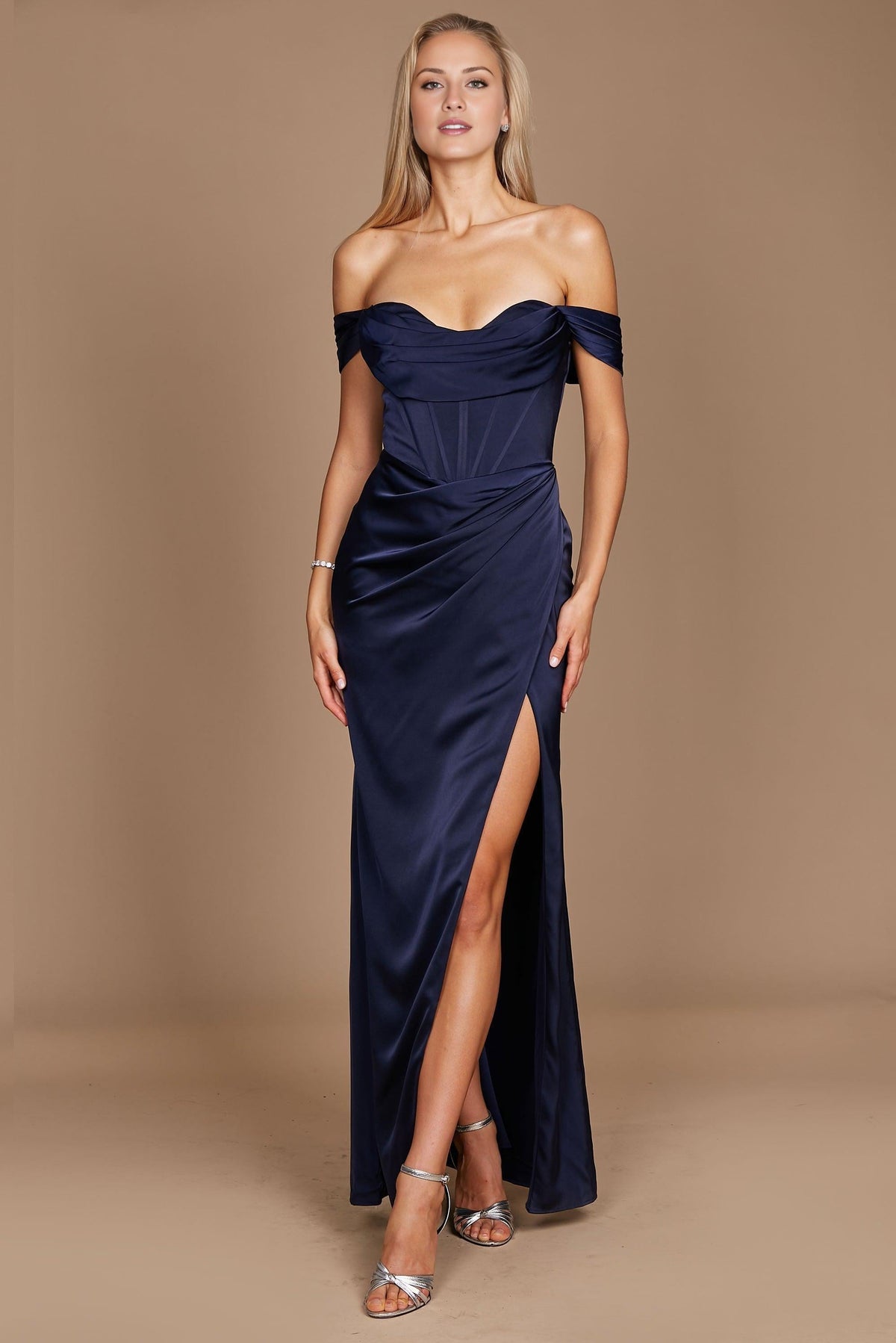 Satin High Slit Floor-Length Evening Gown - Chloe Dress