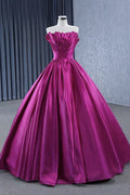 A-Line Strapless Satin Evening Dress - Chloe Dress