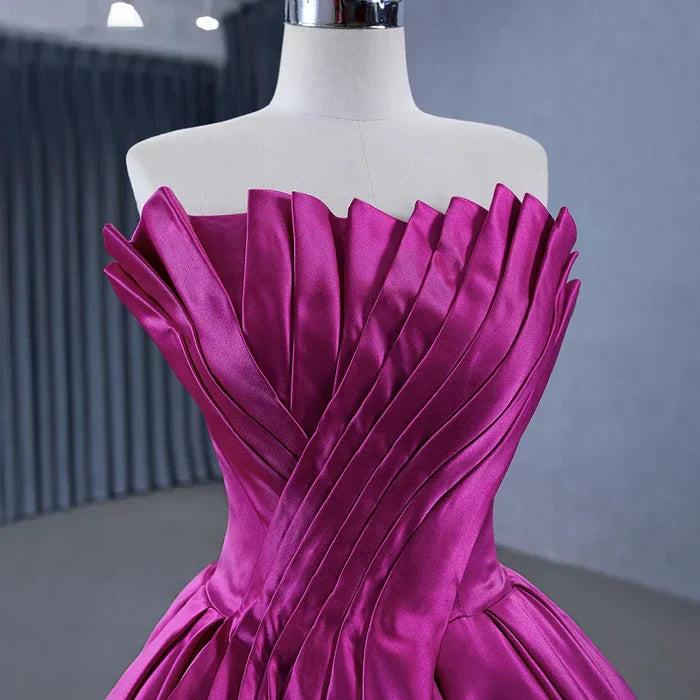A-Line Strapless Satin Evening Dress - Chloe Dress