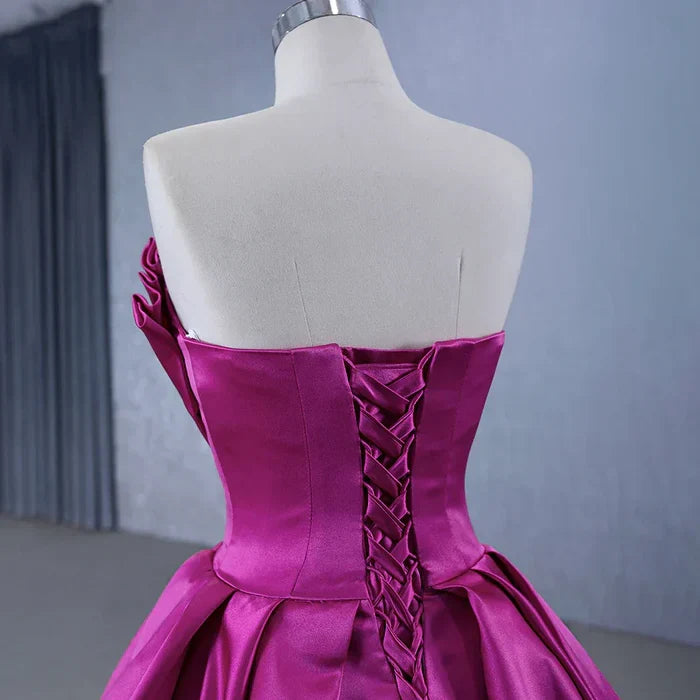 A-Line Strapless Satin Evening Dress - Chloe Dress
