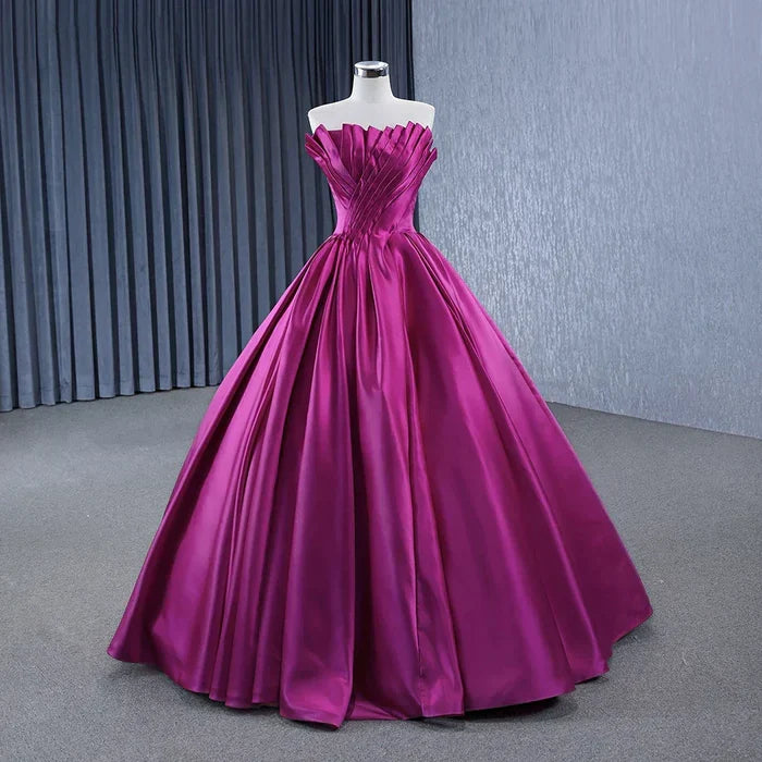 A-Line Strapless Satin Evening Dress - Chloe Dress
