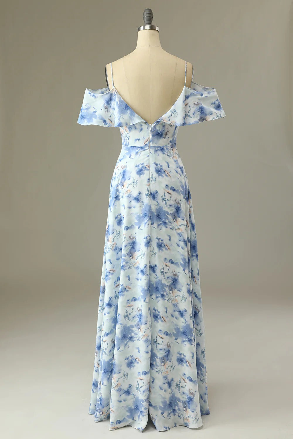 Open Back Ruffled Prom Dress - Chloe Dress