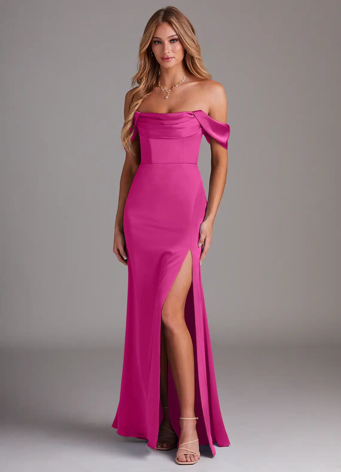 Mermaid Satin High Slit Wedding Dress - Chloe Dress