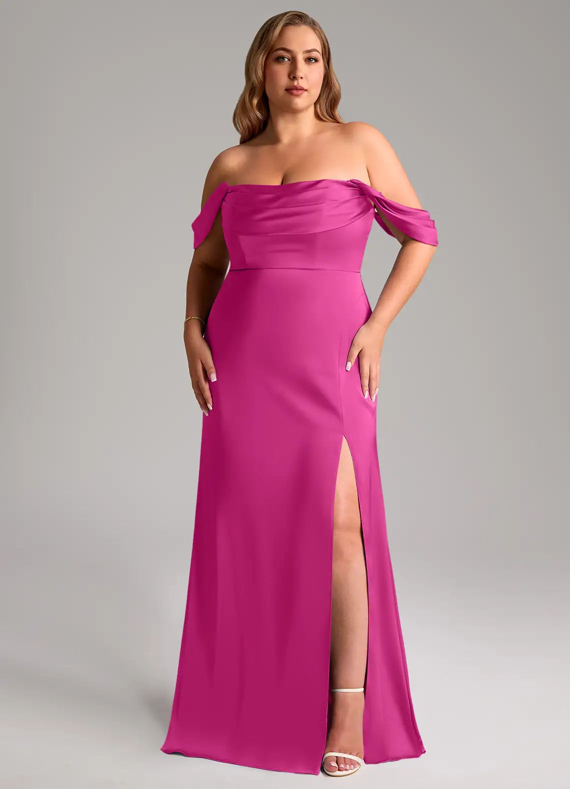 Mermaid Satin High Slit Wedding Dress - Chloe Dress