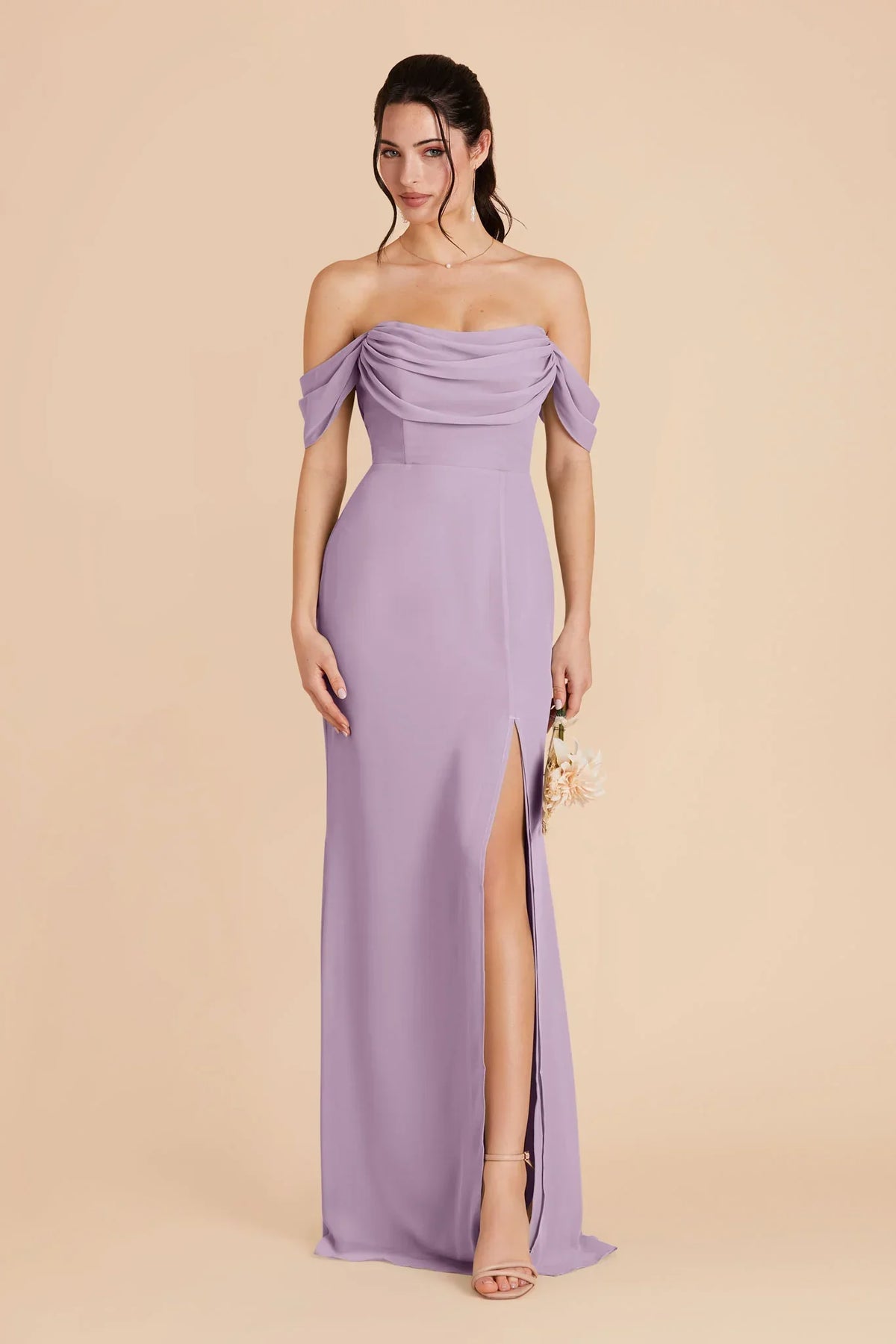 A-Line Strapless Chiffon High Slit Floor-Length Wedding Gown - Chloe Dress
