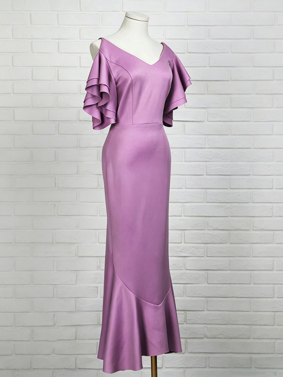 Mermaid Off-Shoulder Satin Ruffled Midi Evening Dress - Chloe Dress