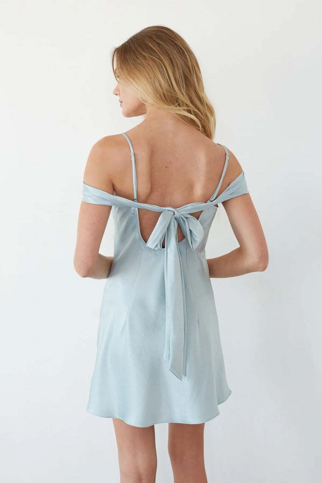 Off-Shoulder Satin Mini Homecoming Dress - Chloe Dress