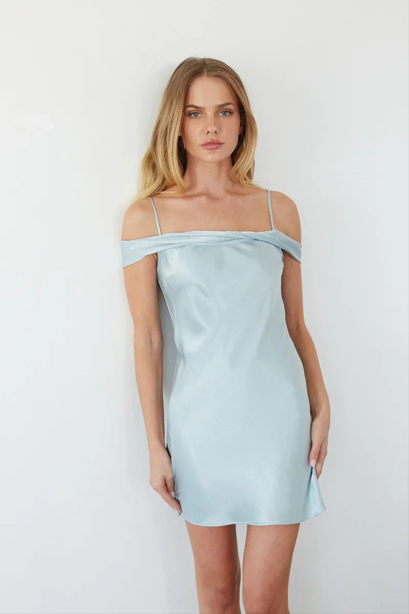 Off-Shoulder Satin Mini Homecoming Dress - Chloe Dress