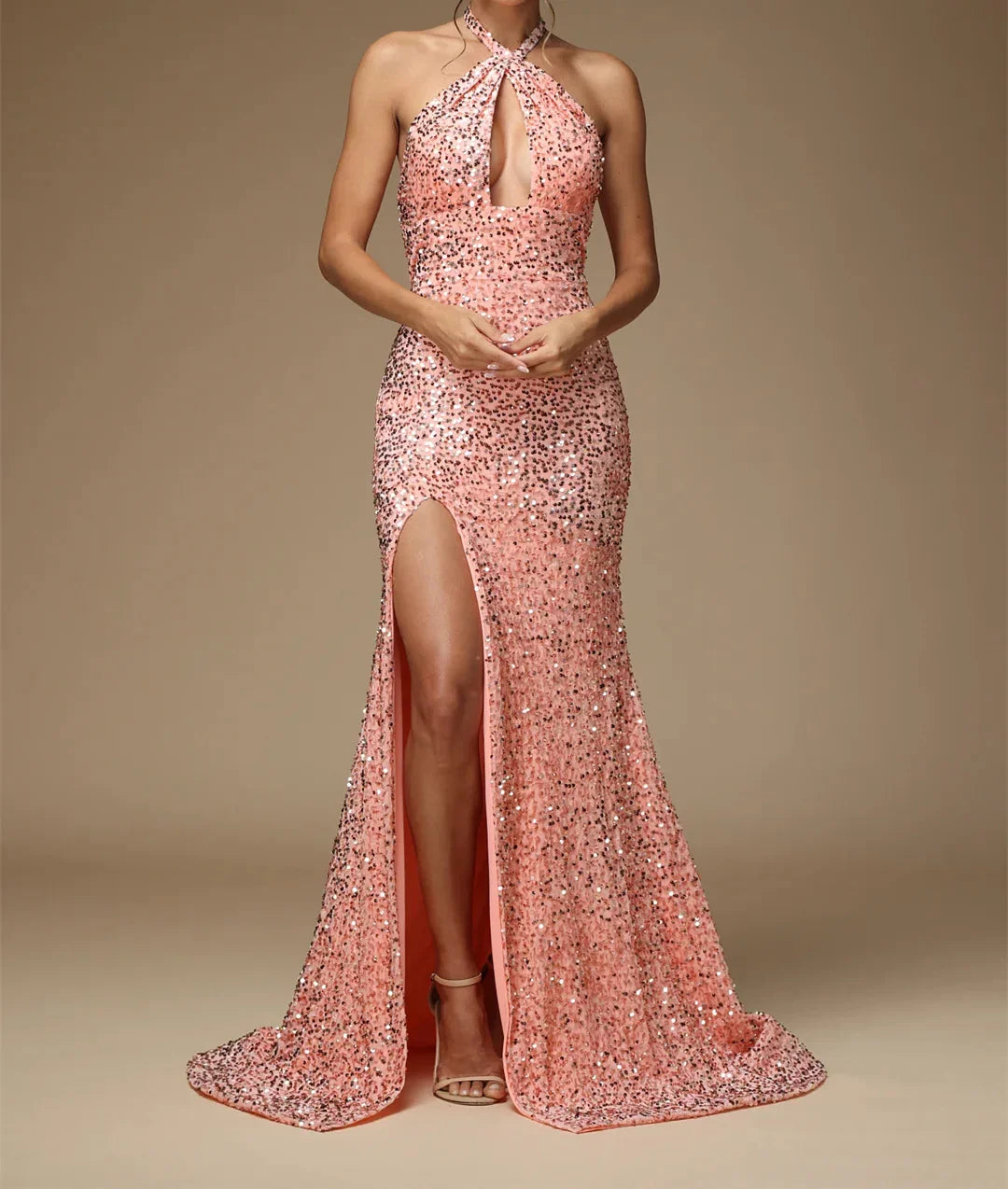 Sequin High Slit Floor-Length Prom Dress - Chloe Dress