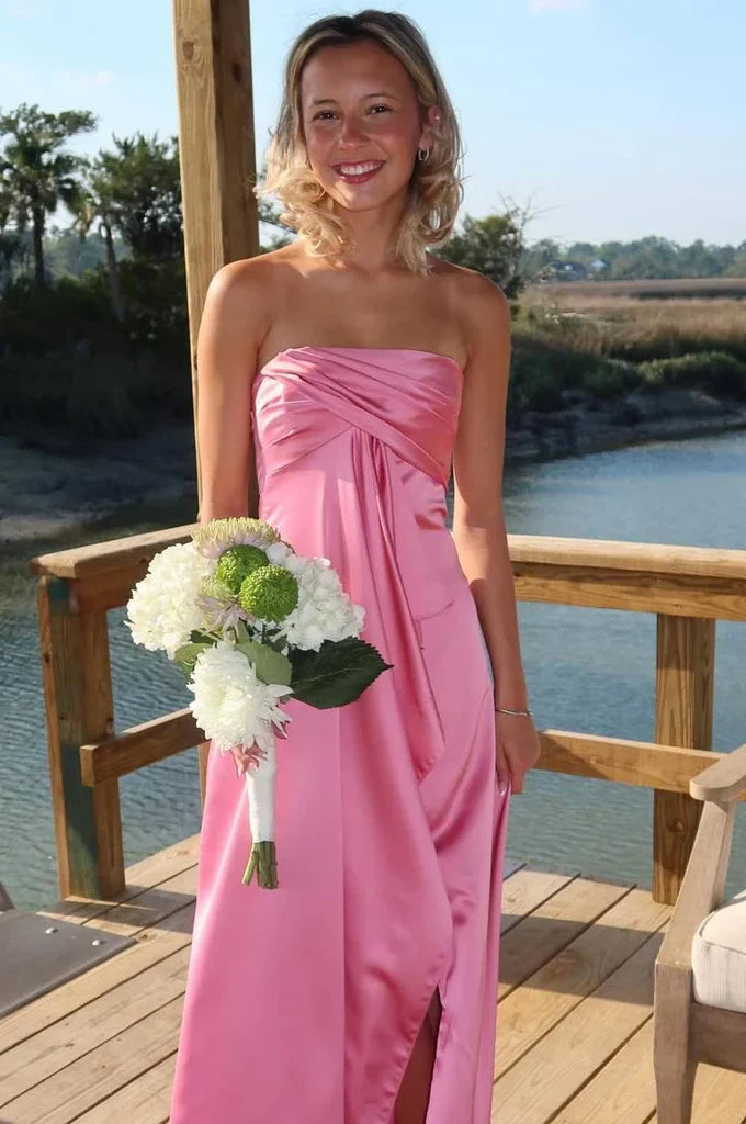 Mermaid Strapless Satin High Slit Floor-Length Evening Dress - Chloe Dress
