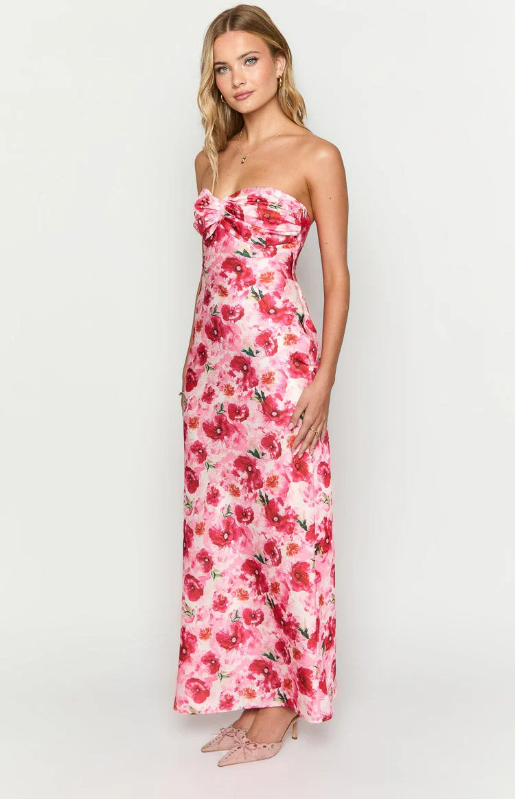 Pink Sweetheart Satin Floor-Length Wedding Dress - Chloe Dress