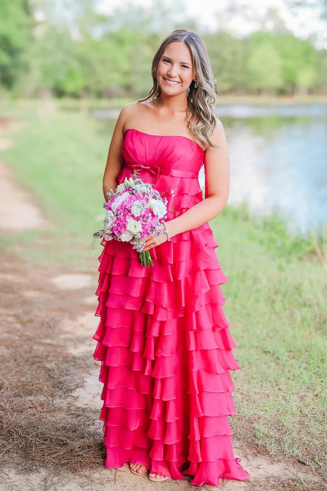 A-Line Strapless Sleeveless Floor-Length Evening Dress - Chloe Dress