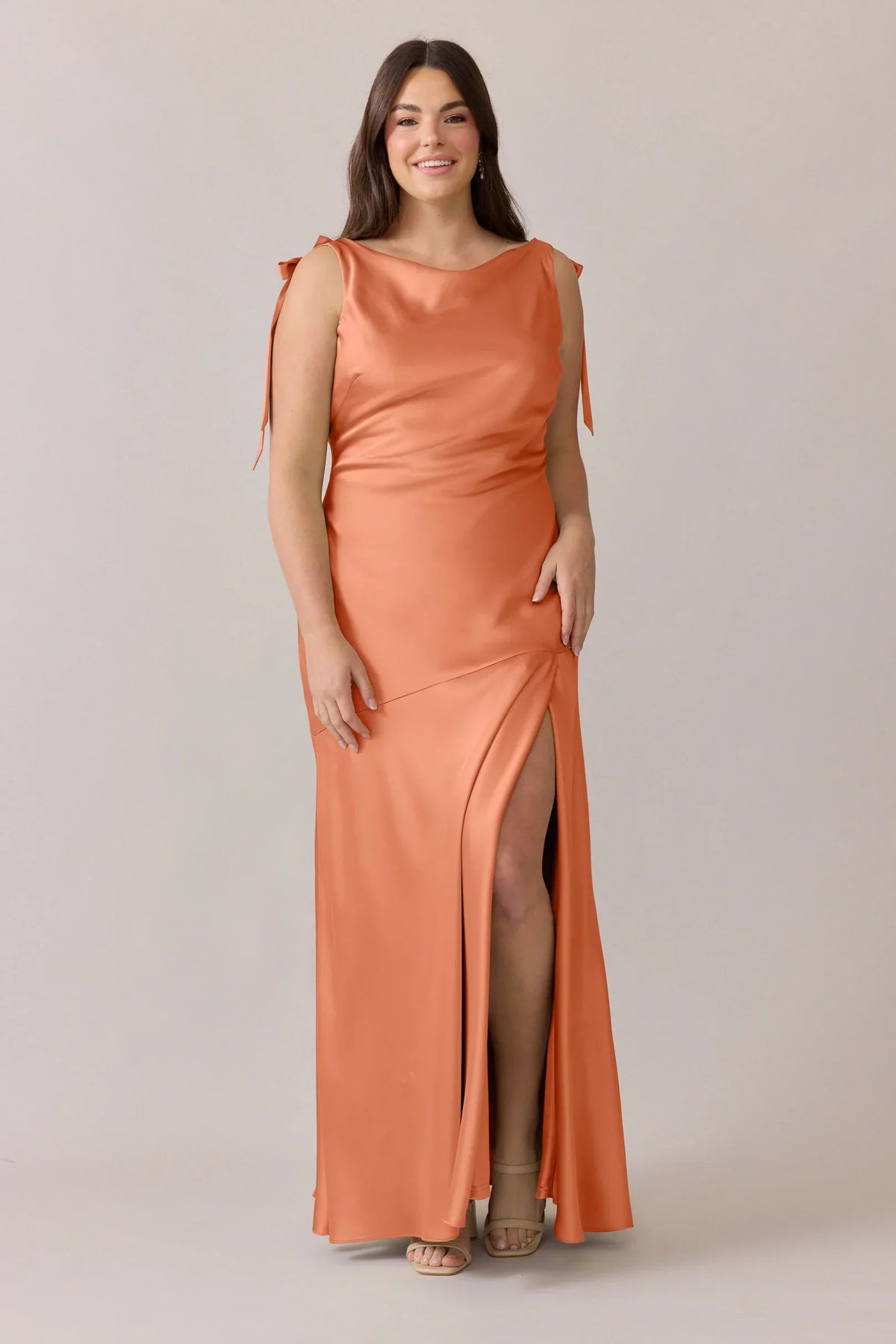 Cowl Neck Satin Wedding Dress - Chloe Dress