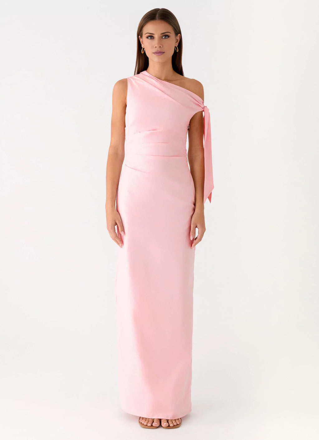 One-Shoulder Satin Sleeveless Floor-Length Prom Dress - Chloe Dress