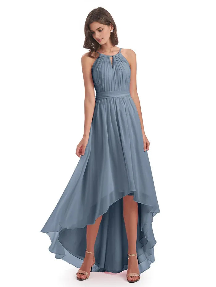 A-Line Halter Chiffon Sleeveless Pleated Wedding Dress - Chloe Dress