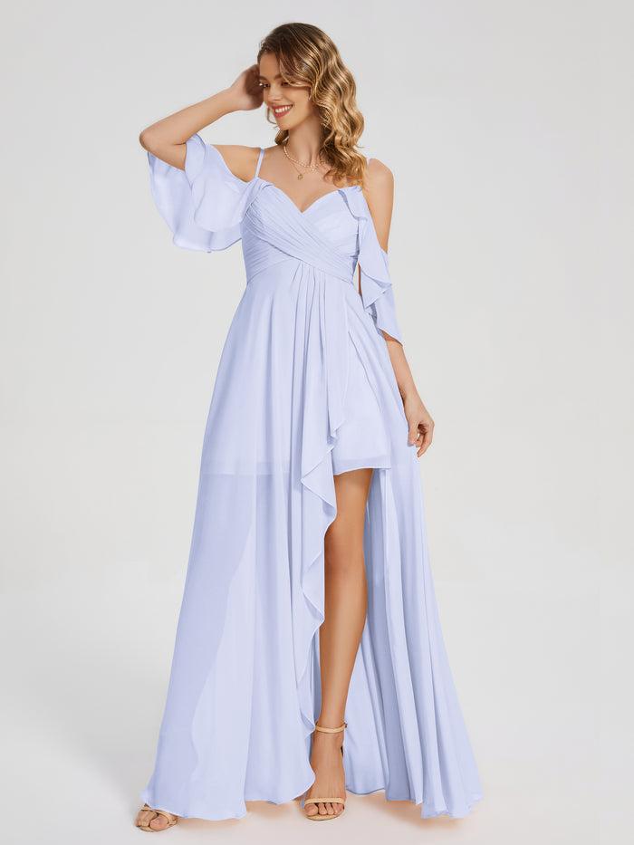 A-Line Chiffon Sleeveless Pleated Wedding Dress - Chloe Dress