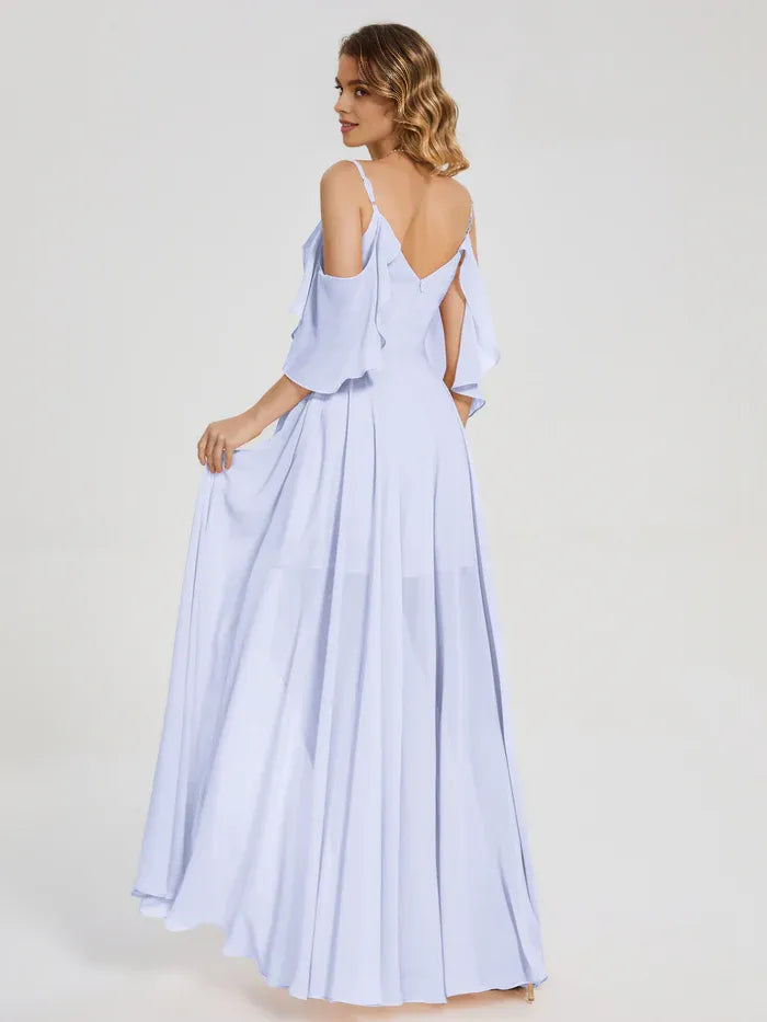 A-Line Chiffon Sleeveless Pleated Wedding Dress - Chloe Dress