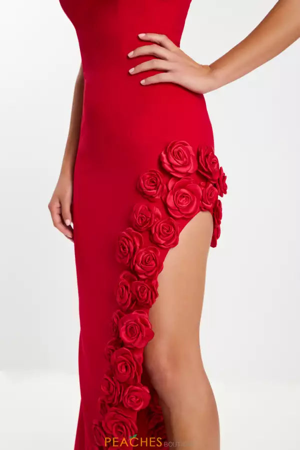 Red Mermaid Strapless High Slit Prom Gown - Chloe Dress