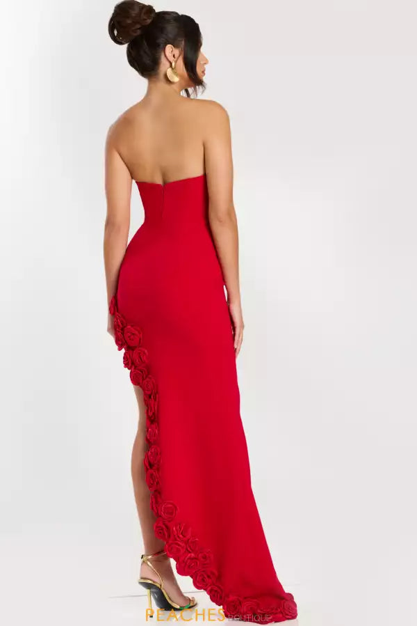Red Mermaid Strapless High Slit Prom Gown - Chloe Dress