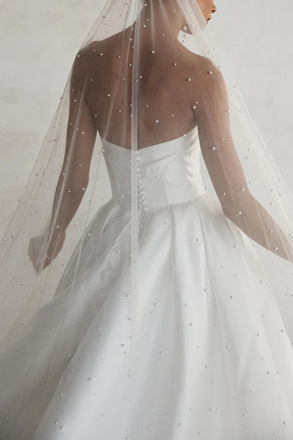 A-Line V-Neck Satin High Slit Mini Wedding Dress - Chloe Dress