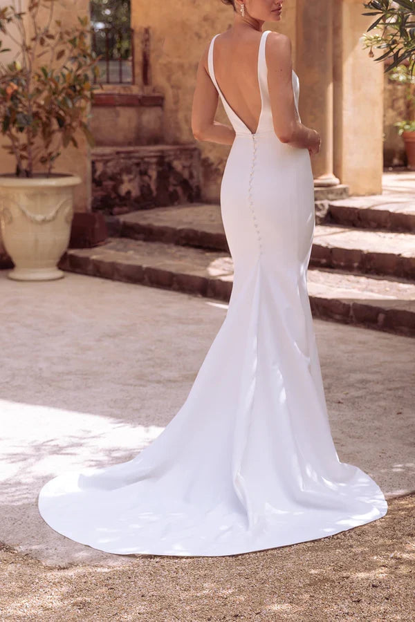 V-Neck Satin Mini Wedding Dress - Chloe Dress