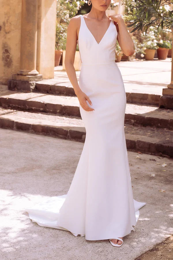 V-Neck Satin Mini Wedding Dress - Chloe Dress