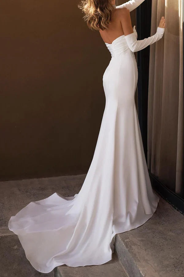 Mermaid Strapless Pleated Wedding Dress - Chloe Dress
