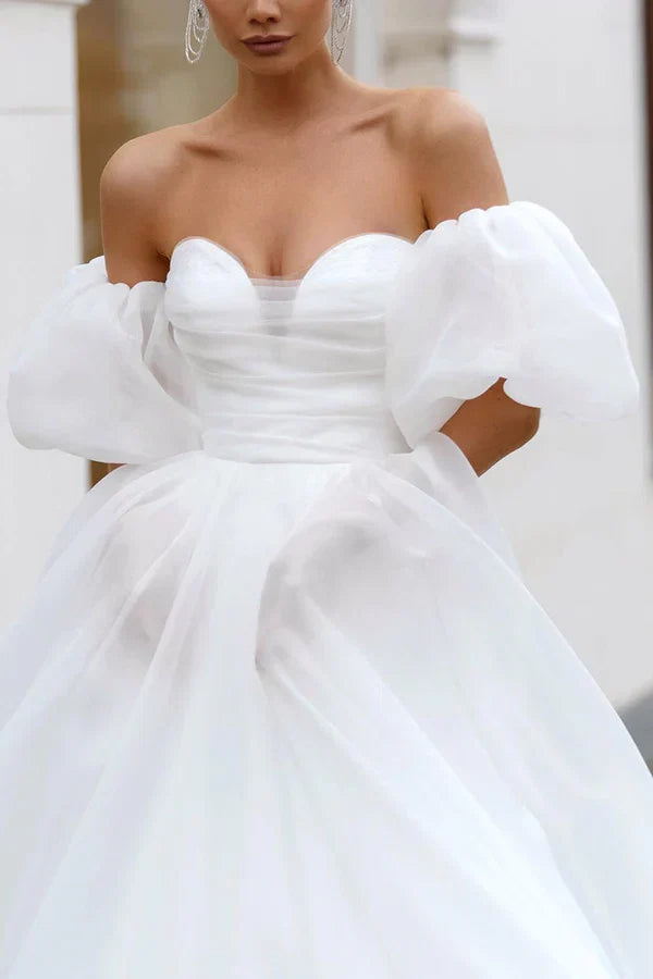 White A-Line Sweetheart Mini Wedding Dress - Chloe Dress