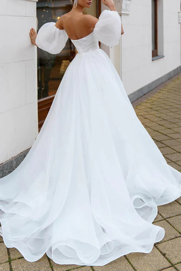 White A-Line Sweetheart Mini Wedding Dress - Chloe Dress