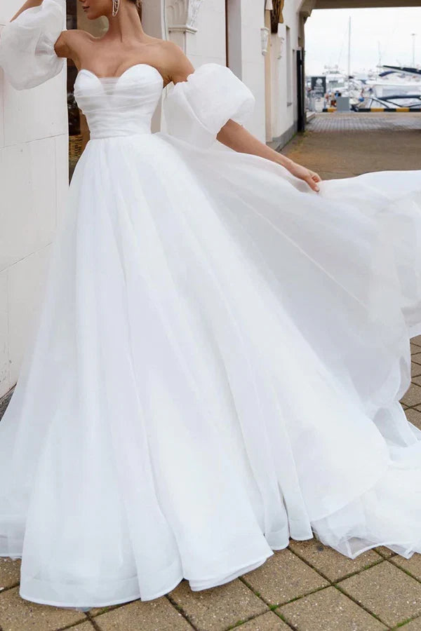 White A-Line Sweetheart Mini Wedding Dress - Chloe Dress
