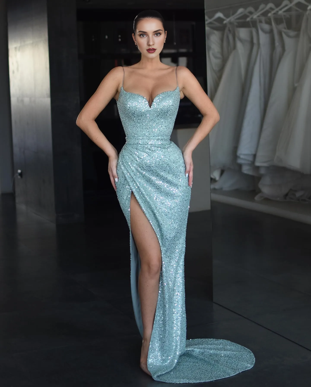 Blue Mermaid Lace Evening Dress - Chloe Dress