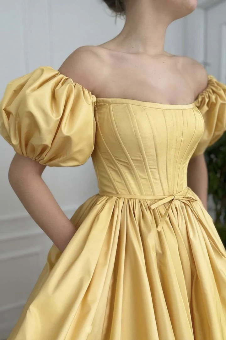 A-Line Off-Shoulder Lace-Up Back High Slit Floor-Length Evening Dress - Chloe Dress